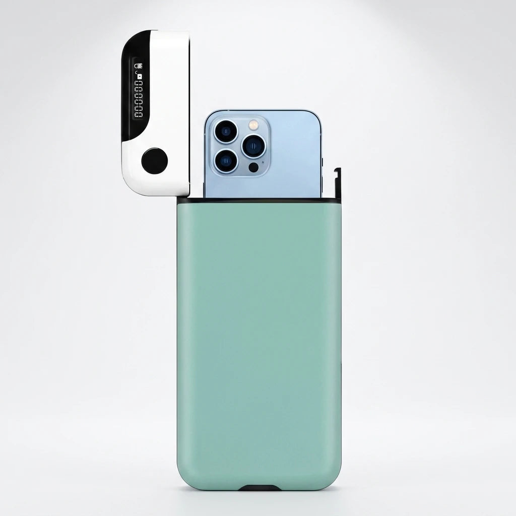 Boîte Thelockfocus — téléphone glissé dans la boîte